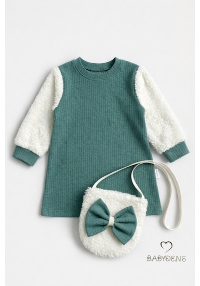 Babyden's Bayramlık Şık Ve Rahat Kız Bebek Elbise Çantalı Yumuşak Peluş Kollu Kışlık Çocuk Kombini Haki Babyden's Bayramlık Şık Ve Rahat Kız Bebek Elbise Çantalı Yumuşak Peluş Kollu Kışlık Çocuk Kombini Haki