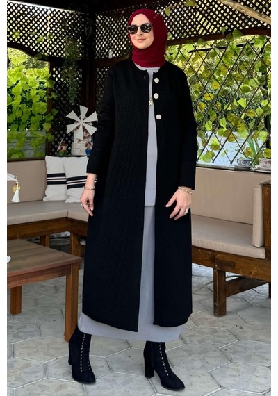 Rabia Şamlı Sinem Çelik Örme Triko Hırka Siyah Normal