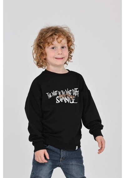 Toontoy Kids Toontoy Erkek Çocuk Tnty Design Baskılı Sweatshirt Siyah