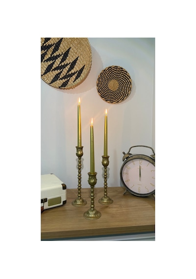 Avangard Model 3'lü Gold Şamdan & Mumluk Seti Altın - 805652342 Altın