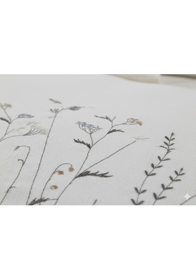 Bohem Çiçekli 4 Parça Gri Pike Takımı 240 X 260 Cm Gri