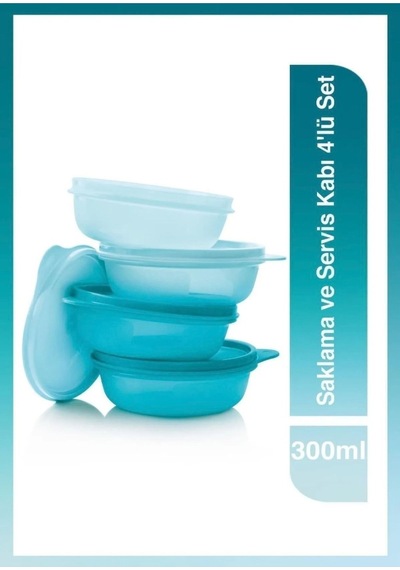 Tupperware Saklama Ve Servis Kabı 4 Lü Set 300 Ml Mavi Mavi