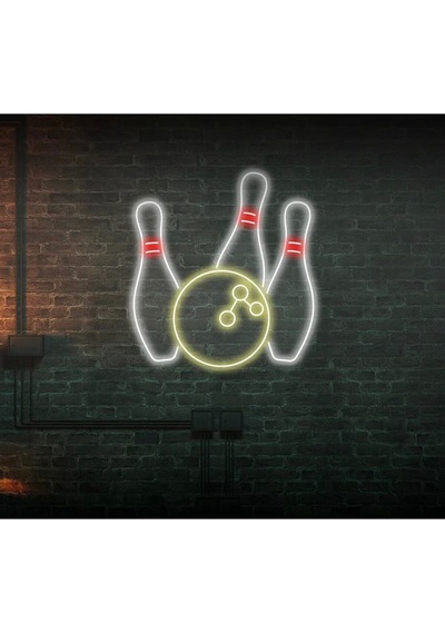 Bowling Topu Ve Lobutu Şekilli Neon Tabela Sarı