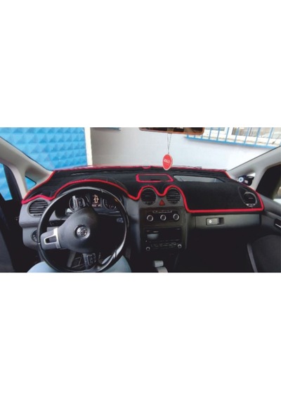 2004-2008 Modellerine Uygun Volkswagen Caddy Torpido Koruma Halısı Siyah Kenar Renk Kırmızı
