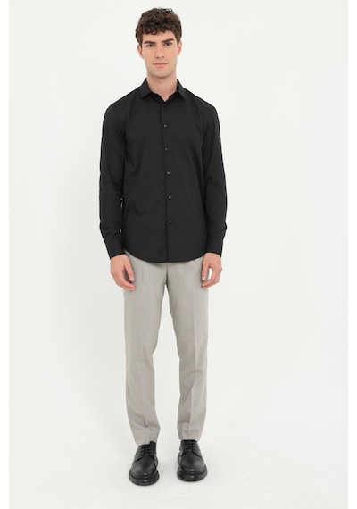 Dufy Siyah Klasik Yaka Regular Fit Erkek Gömlek-26234 SİYAH