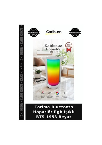 Premium Torima Bluetooth Hoparlör Rgb Işıklı Bts-1953 Beyaz Kamp Ofis Piknik