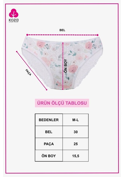 Kadın 3'lü Dantelli - Desenli Külot 20881 Çok Renkli