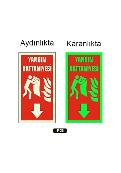 Fosforlu Yangın Battaniyesi Yön Levhası F-26