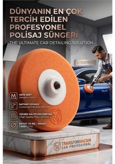 Turuncu Polisaj Süngeri 150mm - Orta Sert Çizik Alıcı Pasta Pedi 723112