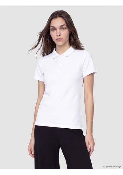 Lcw Comfort Beyaz Polo Yaka Kadın Pike Tişört