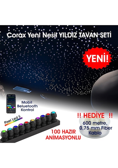 Animasyonlu Yıldız Tavan Uygulama Seti, Fiber Optik Aydınlatma Kurulum Kiti Çok Renkli
