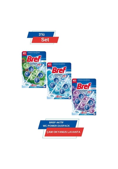 Bref Wc Power Duopack Katı Tuvalet Bloğu 1 Çam + 1 Okyanus+ 1 Lavanta 3'lü Paket set-hnkdtj-5293-6259