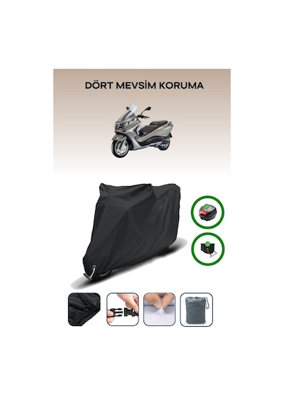 Siyah Arka Çanta Ve Kilit Uyumlu Piaggio X10 350 Uyumlu Motor Brandası