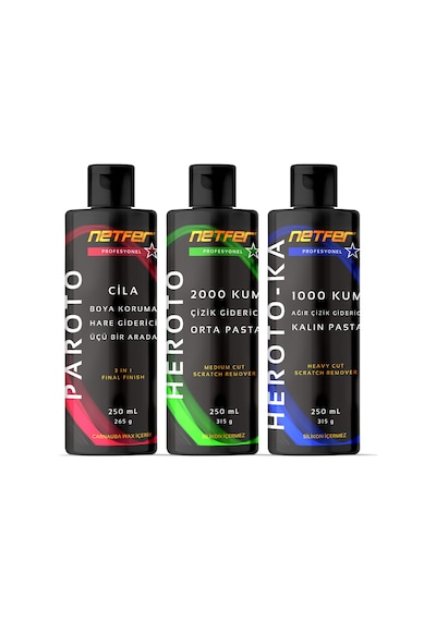 Netfer 3'lü Orta Kalın Pasta Cila Set - 3x250 Ml