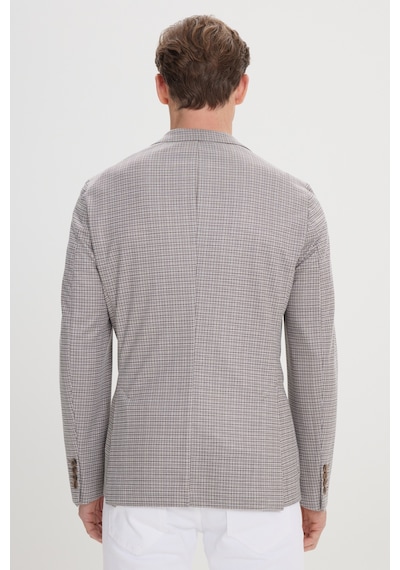 Ac&Co / Altınyıldız Classics Erkek Kahve Bej Slim Fit Dar Kesim Mono Yaka Desenli Blazer Ceket Kahve Bej Bej - Kahverengi
