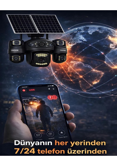 Onqam P Onsg4484 4g Kamera 4 Lens 3mp Aov Güneş Enerjili Güvenlik Kamerası