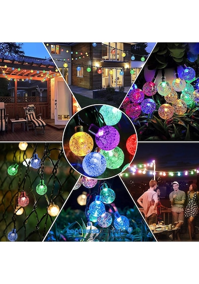 Technosmart 50 Ledli Rgb Işık 8 Modlu Solar Kristal Top Bahçe Aydınlatma Dekorasyon Güneş Enerjili