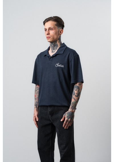Respire Erkek Senor Yazılı Polo Yaka Regular Fit T-shirt Lacivert
