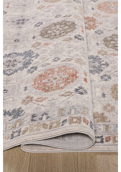 Krem Vintage Çiçek Motifli Makine Halısı - Salon Ve Oturma Odası Halısı Bej