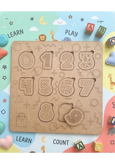 Ahşap Montessori Rakamlar Bul-tak Eğitici Puzzle Oyuncak