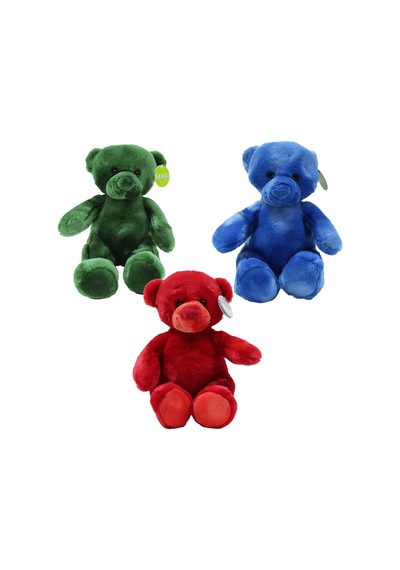 Sevimli Peluş Ayı 36 Cm 1 Adet Fiyatıdır Mavi-yeşil-kırmızı Asortili