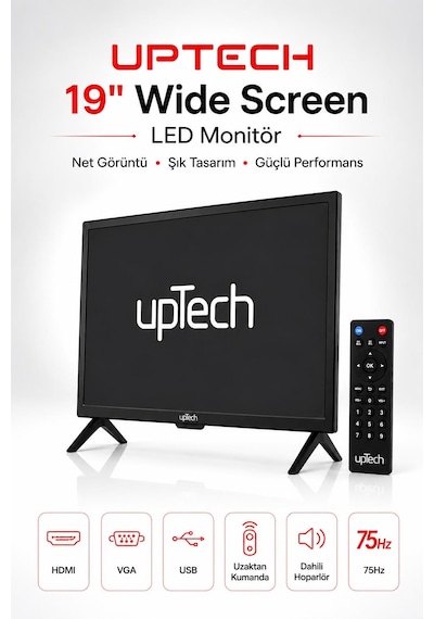 Uptech 19" Sesli Uzaktan Kumandalı 75hz 5ms Hdmı Vga Geniş Ekran Monitör