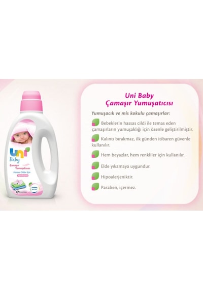 Uni Baby Çamaşır Deterjanı Sensitive 1500ml + Yumuşatıcı 1500ml 1500 ML