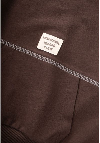 Cigit Karyoka Detaylı Oversize Sweatshirt 2-8 Yaş Kahverengi