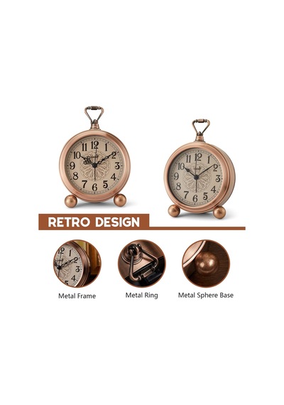 Tr 4.5 Pille Çalışan Antik Retro Analog Metal Çalar Saat, Sessiz Başucu Masa Saati, Duvara Asılan Vintage Saat Vi