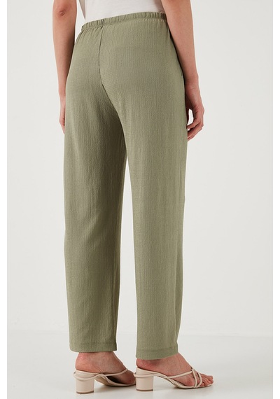 Lela Regular Fit Normal Bel Geniş Paça Bayan Pantolon 5866117 Olive