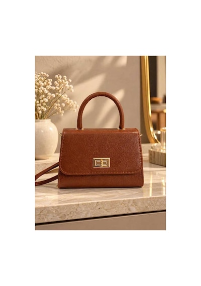 Names Bag Aura-gold Kilitli Tek Saplı Kadın Mini El Ve Omuz Çantası Turuncu