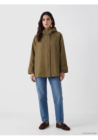 Lcw Vision Bej Kapüşonlu Oversize Kadın Ceket