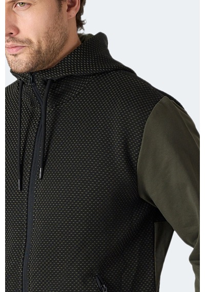 Slazenger Flame Erkek Kapüşonlu Cepli Haki Sweatshirt Haki