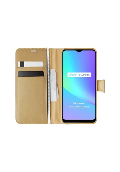 Oppo Realme C25s Kılıf Delux Leather Wallet Gold Col107756-gold