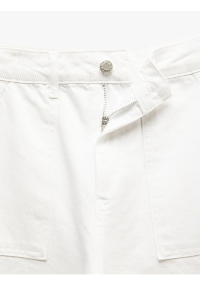 Koton Kesik Paça Pamuklu Regular Fit Denim Pantolon - Wide Leg Jeans Beyaz 5sal40025md