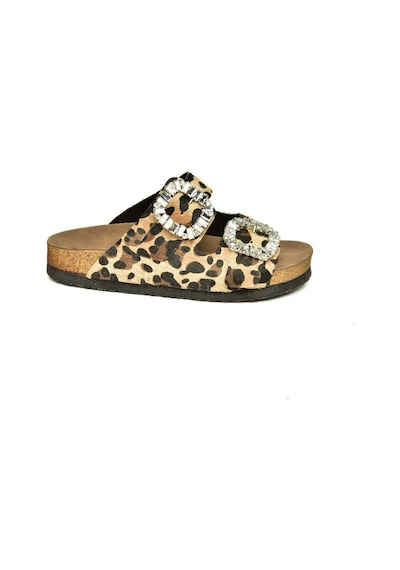 Fox Shoes K777604802 Leopar Süet Çift Tokalı Taşlı Kadın Terlik Leopar-süet Leopar Fox Shoes K777604802 Leopar Süet Çift Tokalı Taşlı Kadın Terlik Leopar-süet Leopar