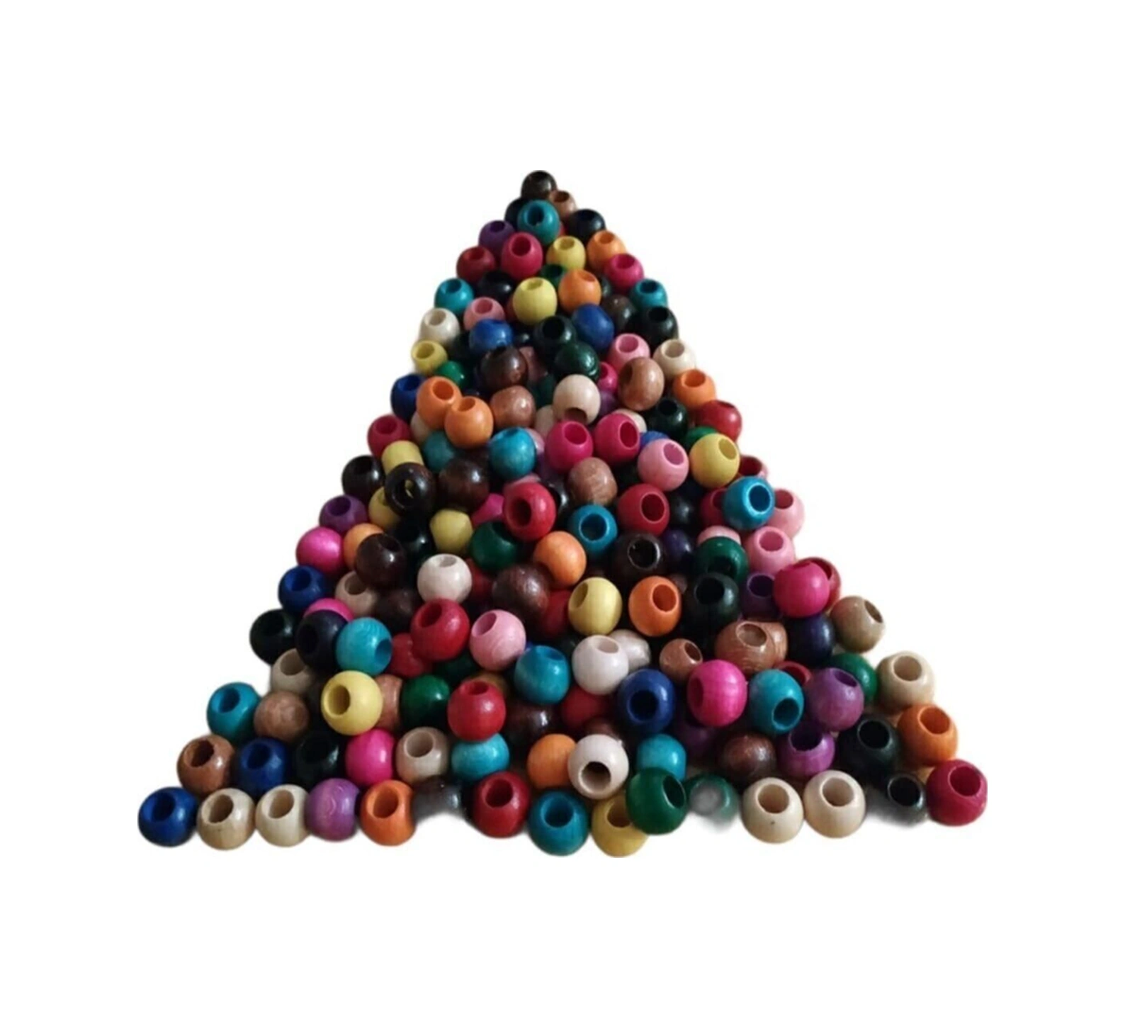 14 Mm Karışık Renkli Ahşap Boncuk - 100 Grm. 100 Adet