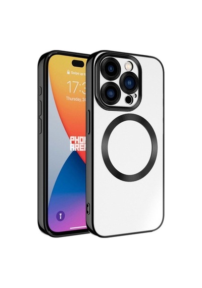 Apple Uyumlu iPhone 15 Pro Max Kılıf M-safe Wireless Şarj Özellikli Zore Setro Silikon Siyah