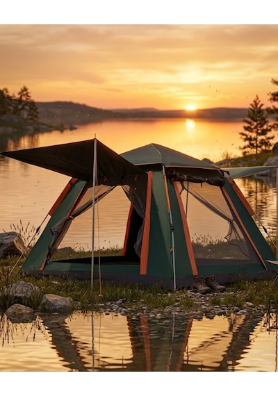 4 5 Kişilik Kamp Çadırı Güneşlikli Suya Dalı Geniş Csmtex - 5 Hacimli Outdoor Çok Renkli