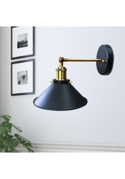 Riolight Vintage,rustik.retro Mafsallı Hareketli Başlık 1xe27 Duylu Metal Duvar Aplik Şapka Çap:23cm Rio Light