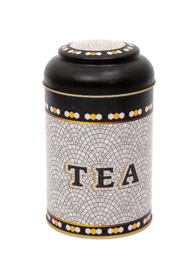 Mosaic Tea Desenli Yuvarlak Metal Kutu, 10.5 X 15 Cm, 1.1 Lt