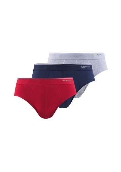 Erkek Slip 3lü Paket Tender Cotton 9672 - Gri Lacivert Kırmızı Çok Renkli