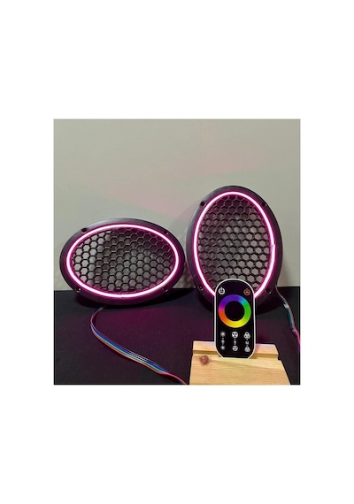 Dokunmatik Kumandalı Neon Işıklı Oval Hoparlör Kapağı 1 Takım 2 Adet 6x9