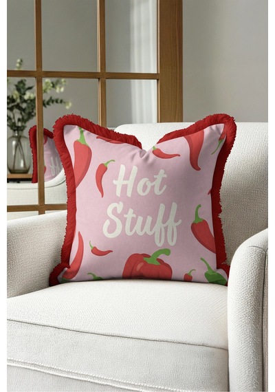 Hot Stuff Biber Pop Art Saçaklı Yastık Kılıfı - Retro Pembe Kırmızı Bordo Püsküllü Kırlent Kılıfı Serin Yörünge Nektar Hot Stuff Biber Pop Art Saçaklı Yastık Kılıfı - Retro Pembe Kırmızı Bordo Püsküllü Kırlent Kılıfı Serin Yörünge Nektar