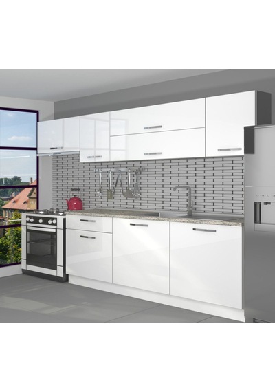 Decoraktiv Ekol 240 Mdf Hazır Mutfak Dolabı - Tezgah Dahil - Parlak Beyaz