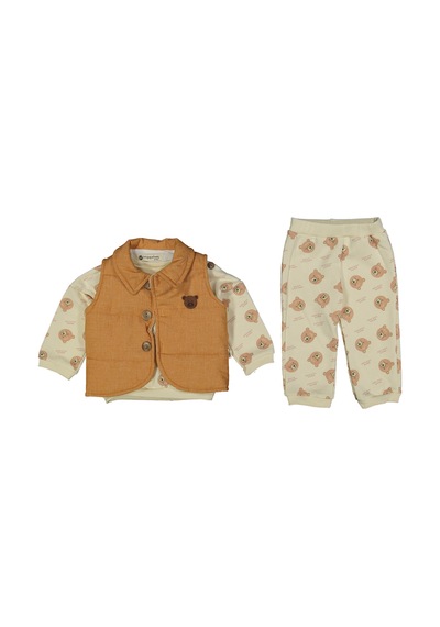 Hippil Baby Hippıl Ayı Armalı Yelekli 3 Lü Takım 5132413 - Turuncu Turuncu