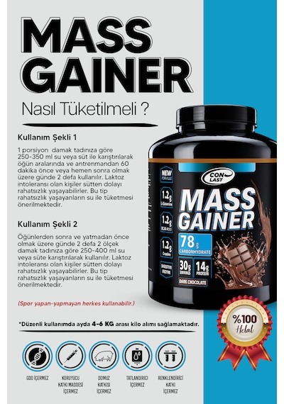 Conlast Xxl Mass Gainer Çilek 2000 Gr. / Çikolata-karbonhidrat 2000 Gr. Çikolata - Çilek