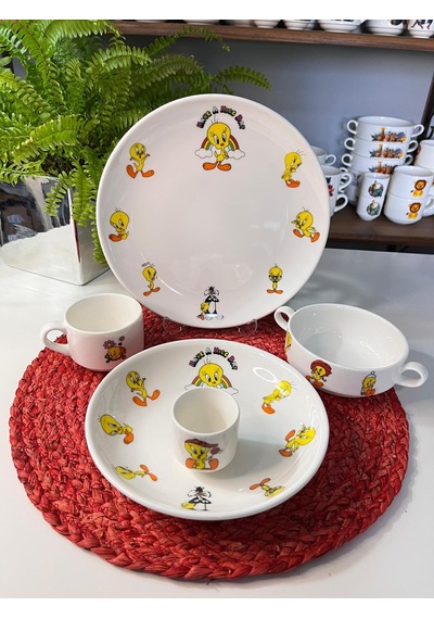 5 Parça Tweety Model Çocuk Bebek Yemek Takımı Beslenme Seti Çok Renkli
