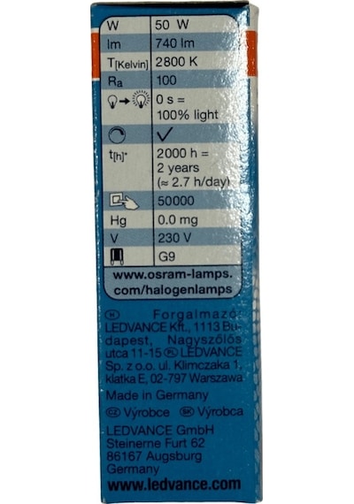 Osram Halopin 50w 60w 2800k Sarı Işık G9 Duylu Halojen Ampul 4 Adet