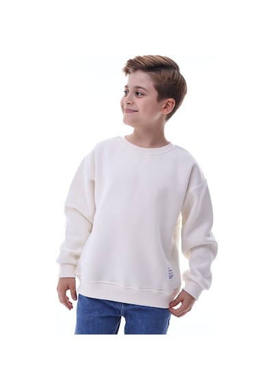Erkek Çocuk Sweatshirt %100 Pamuk Rahat Kalıp 5-10 Yaş Krem